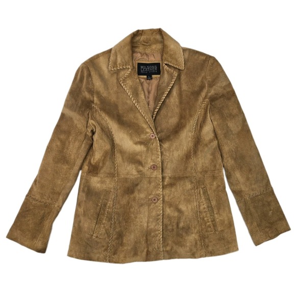 Wilsons Leather Jackets & Blazers - Vtg Wilsons Leather Womens L Suede Leather Jacket Western Festival Rodeo 3372